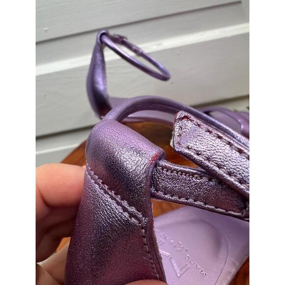 MARC FISHER LTD Womens Size 8M Metallic Purple Square Toe Ankle Strap Heels - Picture 9 of 11
